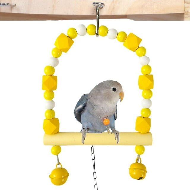 Columpios de madera para pájaros, juguetes coloridos con cascabeles, seguros y resistentes, adecuados para periquitos, cacatúas y periquitos.