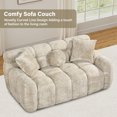 thumbnail image 6 of Wiilayok 64.7" Modern Tufted Upholstered Fluffy Chenille 2 Seater Loveseat Sofa with 3 Pillows，Comfy Sherpa Deep Seat Cloud Couch, Small Love Seat for Living Room Apartment, Light Brown, 6 of 10