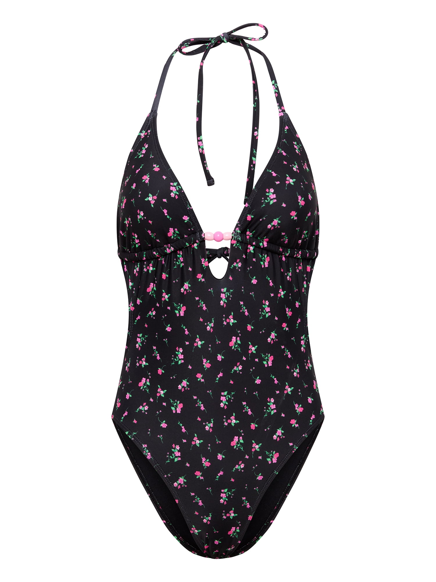 No Boundaries Women's Wild Flower Plunging Keyhole One Piece, Sizes XXS-XXL