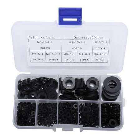 

500Pcs Nylon Washer M2-M10 Plastic Gasket Set Flat Ring M2 2.5 3 4 5 6 8 10