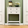 thumbnail image 6 of Knocbel Slim Antique Entry Console Table with Drawers & Bottom Open Shelf, Solid Wood Sofa Couch Table for Entryway Hallway Living Room (Ivory White), 6 of 20