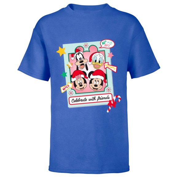 Disney Mickey Mouse & Pals Christmas Celebrate with Friends - Short Sleeve T-Shirt for Kids - Customized-Royal