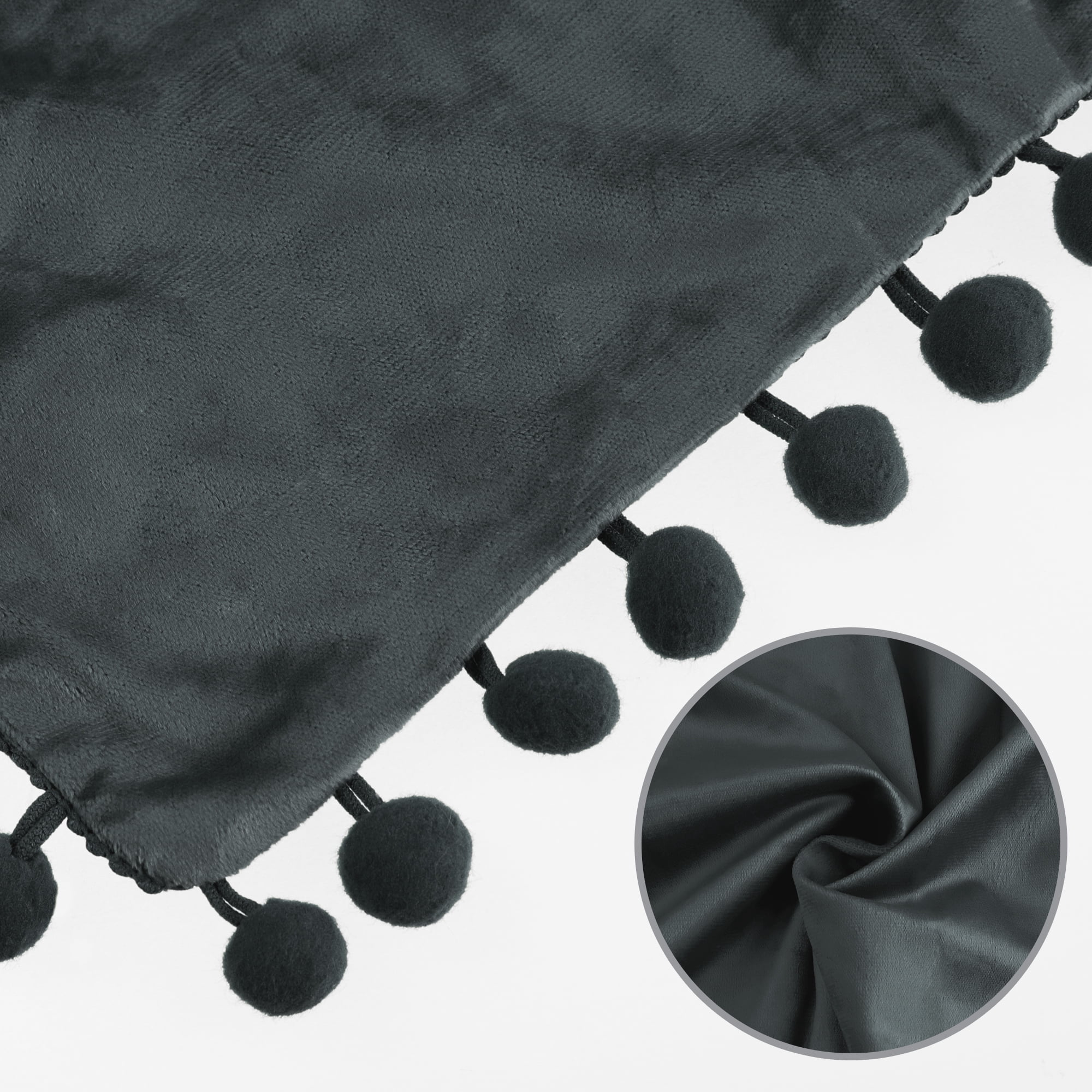 Unique Bargains 2 Velvet Throw Pillow Covers Pompoms Decorative Pillow Cases Cushion Cover Dark Gray 18" x 18"