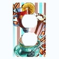 thumbnail image 2 of Metal Light Switch Wall Plate Outlet Cover (Coffee Beans Mocha Tea Marshmallow Treat Stripe Teal Brown - Single Duplex), 2 of 2