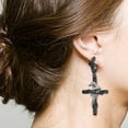 thumbnail image 4 of Mysterious Gothic Crow Crosses Earrings Punk Rock Jewelry Sophisticated Alloy Design, 4 of 8