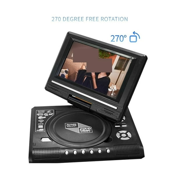 Mini Lecteur DVD 7.8 Pouces, TV Intelligente Numérique de Bureau, Lecteurs de Disques CD EVD, Télécommande Portable, Écran Rotatif 270°, Facile à Utiliser