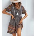 thumbnail image 1 of Vestido Estampado,Vestido Estampado De Mujer Vestido De Manga Corta De Vacaciones Vestido Estampado De Mujer Rendimiento Confiable, 1 of 6
