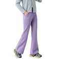 thumbnail image 3 of Flare Sweatpants Girls Purple Sweatpants for Girls Casual Girls Athletic Joggers Wide Leg Pants with Pocket Sweat Pants Girls 6-7 Years, 3 of 6