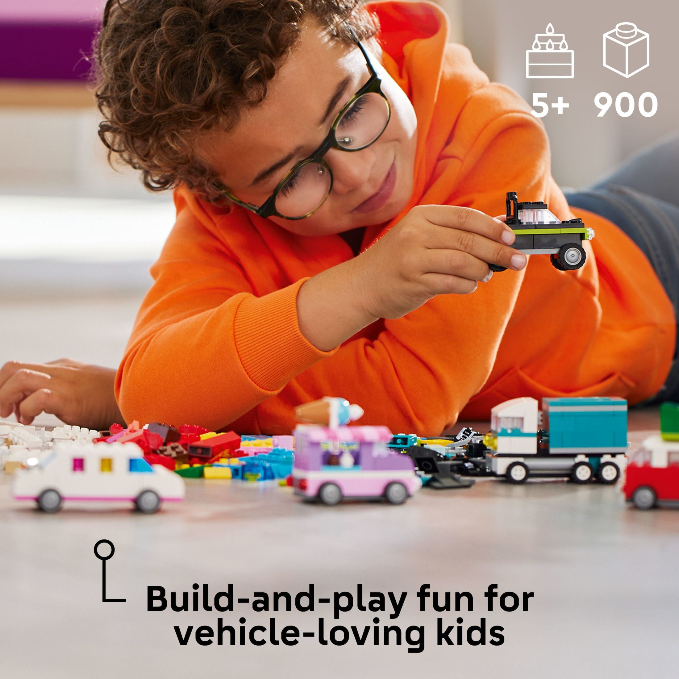 LEGO Classic Creative Vehicles, Colorful Construction Brick Building Kit with Ice Cream Truck, Police Car Toy, Model City Cars and More, Gift or Car Toy for Boys, Girls and Kids Ages 5 and Up, 11036