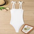 thumbnail image 4 of PNTUTB Summer Beach Fashion Solid Color Textured Women's Slim One Piece Swimsuit with Tie Back Straps, 4 of 6
