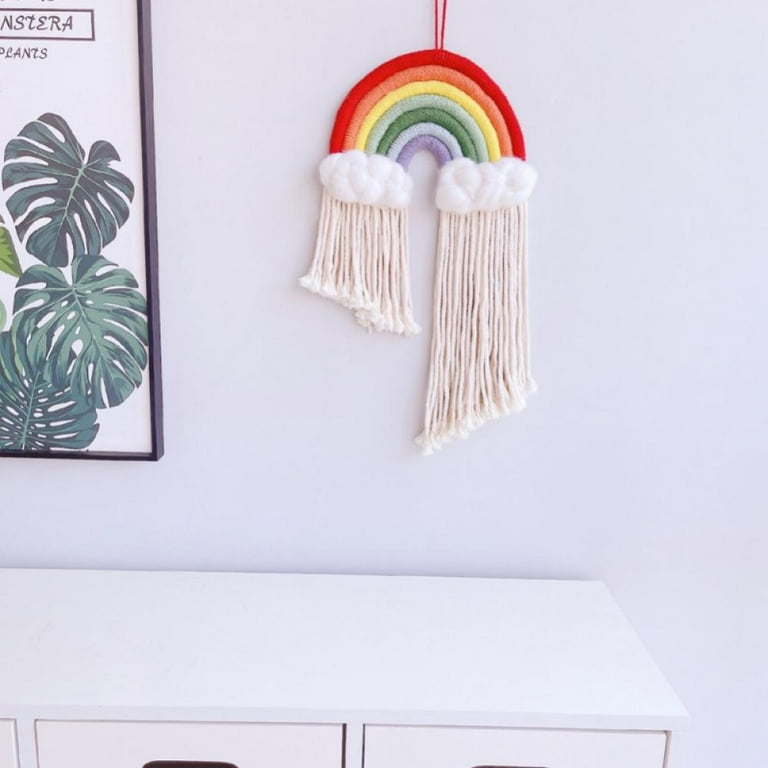 Rainbow Wall Hanging Woven Rainbow Wall Hanging Rainbow Macrame Wall Hanging for Nursery Baby Wall Hanging Home Decor 24.8 x 10.2 in