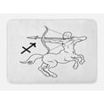 thumbnail image 1 of Zodiac Sagittarius Bath Mat, Monochrome Centaur Doodle with Bow and Arrow Astrology Themed Image, Non-Slip Plush Mat Bathroom Kitchen Laundry Room Decor, 29.5 X 17.5 Inches, Black and White, Ambesonne, 1 of 2