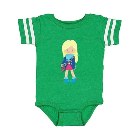 

Inktastic Fashion Girl Blonde Hair Blue Jacket Blue Boots Gift Baby Girl Bodysuit