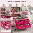 thumbnail image 4 of GOFLAME 4-Drawer Rolling Storage Cart with 2 Shelves, Mobile Utility Cart with Removable Drawers and Metal Frame, Art Craft Drawer Cart with Lockable Wheels for Home, Office, School, Studio, Hot Pink, 4 of 18