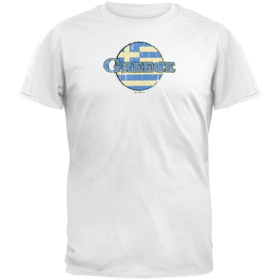 Greece Flag Logo White T-Shirt - Medium