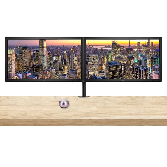 HP V24 24 inch TN Full HD 1920 x 1080 LED Backlit LCD Monitor 2-Pack Bundle with HDMI & VGA ports, FreeSync, 75Hz Refresh Rate, Low Blue Light, Desk Mount Clamp Dual Monitor Stand, & Mini Speaker