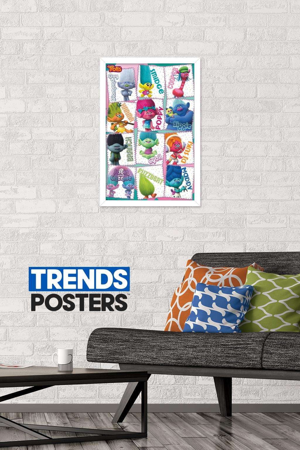DreamWorks Trolls - Grid Wall Poster, 14.725" x 22.375", Framed