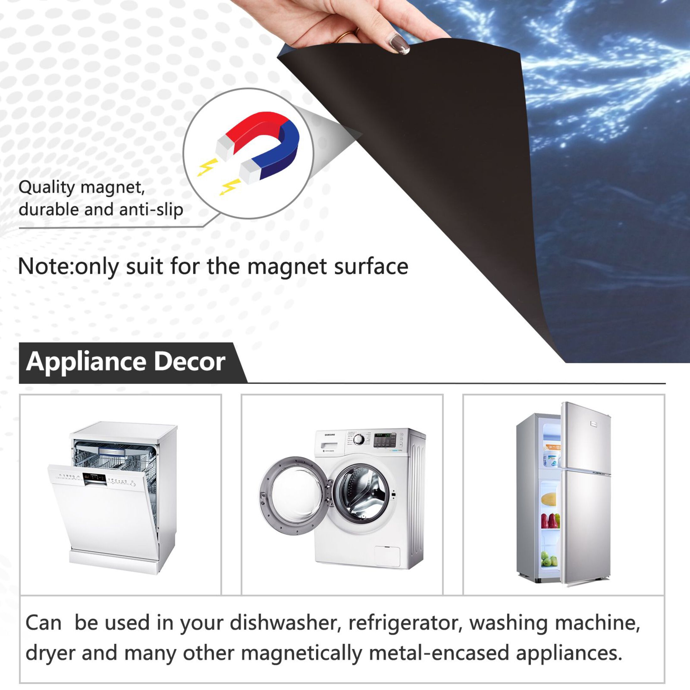 Dishwasher Magnetic Sticker 23x26 Inch Refrigerator Magnetic Sticker Washing Machine Magnetic Sticker Kitchen Panel Magnetic Sticker Home Decor Cartoon Blue Elk
