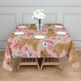 thumbnail image 3 of Golden Retriever with Flowers Square Tablecloth,Waterproof Square Table Cover,Wipeable Spillproof Washable Table Cover for Home Kitchen Party Decor 52"x52"(132x132cm), 3 of 6