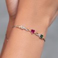 thumbnail image 4 of Gem Stone King 925 Silver and 10K Yellow Gold Peach Morganite Red Created Ruby Green Mystic Topaz and Lab Grown Diamond Tennis Bracelet for Women By Keren Hanan (2.16 cttw, Adjustable up To 9 inch), 4 of 4