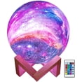 thumbnail image 1 of Luz de noche para niños Moonlight Galaxy Light 5.9 pulgadas 16 colores LED 3D Star Moon Light, control remoto y control táctil, carga USB, regalo para bebé niña niño mamá mujer cumpleaños (número, 1 of 5