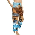 thumbnail image 2 of Disketp Animals On Noah'S Ark Print Women'S Comfy Pajama Pants Casual Drawstring Palazzo Lounge Wide Leg Pants, 2 of 9