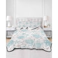 thumbnail image 2 of Quilts King Size Bedding Set, Coastal Coral Turtle Lightweight Quilted Comforter, Aqua Ocean Conch Starfish Summer Beach Soft Bedspread Coverlet with Pillow Covers for All Season, 96" x 106", 2 of 7