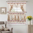 thumbnail image 6 of Easter Rabbit Swag Curtains Valance & Tier Set, Watercolor Basket Eggs Floral Linen Texture 3 Pcs Set Kitchen Swag Valances and Tiers 24 Inch Length Rod Pocket Curtain Drapes for Bedroom, 6 of 9