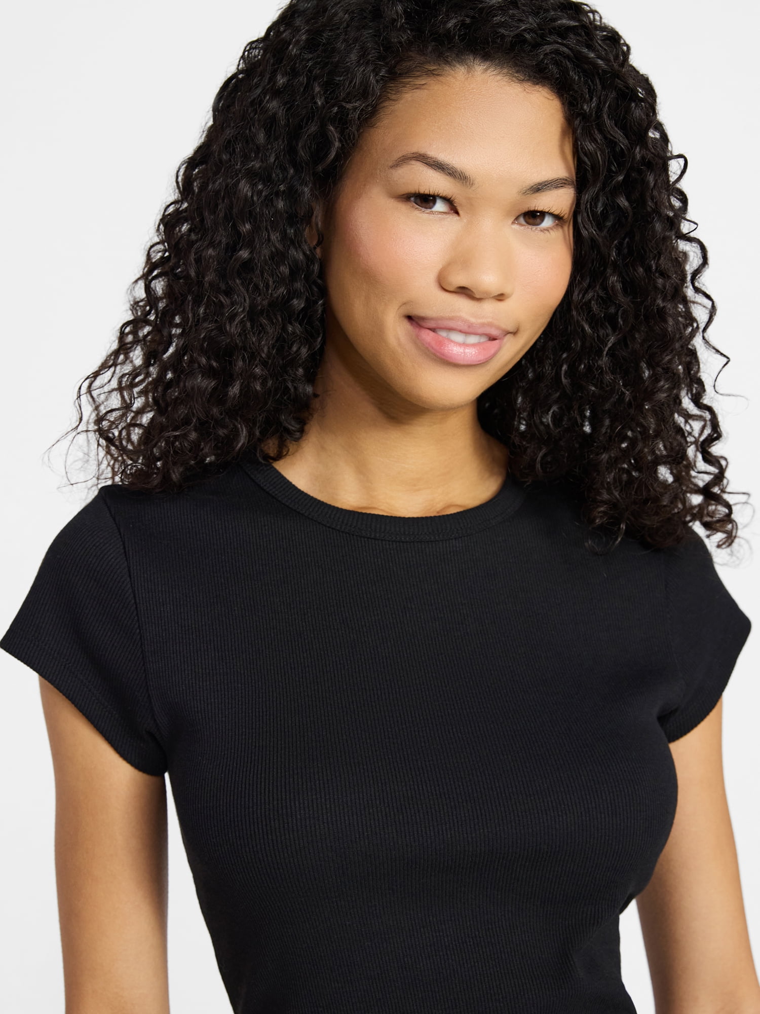 No Boundaries Sleep Ribbed Tee and Shorts Set, 2-Piece, Women’s XXS-3X