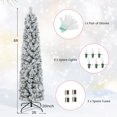 thumbnail image 4 of Costway 6 FT Pre-Lit Slim Christmas Tree Flocked Decoration with Pine Needles & Lights, 4 of 10