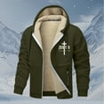 thumbnail image 2 of Jesus Hoodie Men Fleece Lined Zip Up Plus Size Christian Faith Outdoor Heavyweight Jacket With Pockets Men's Fashion Hoodies Sweatshirts Green M, 2 of 4