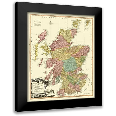 Faden 12x14 Black Modern Framed Museum Art Print Titled - North Britain - Scotland - Counties - Faden 1778
