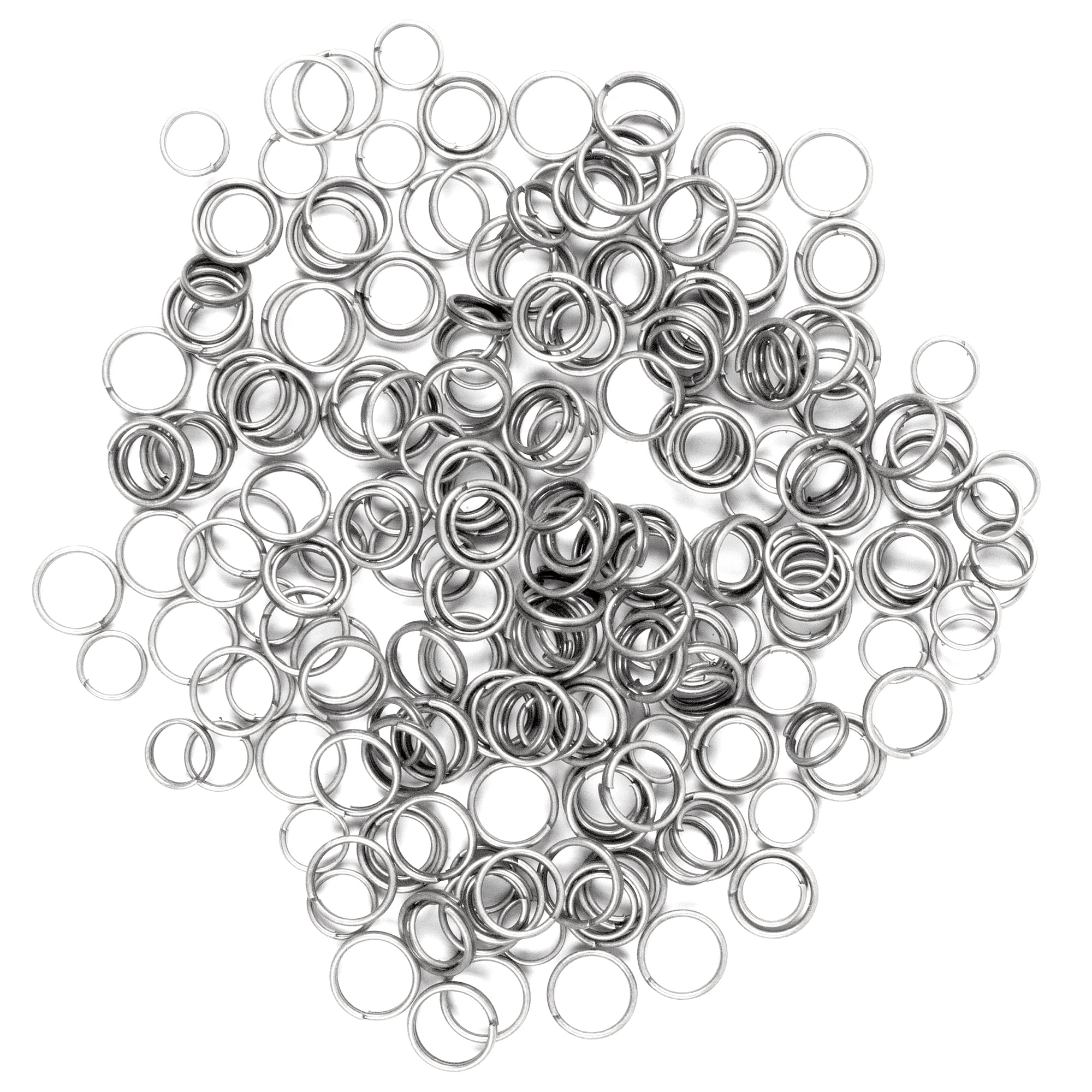 DIY Metal 4mm, 6mm, and 8mm Split Rings Set, 240 Pc Pack, Silver Finish