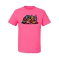 thumbnail image 2 of Wild Bobby, Colorful Rainbow Cat Animal Lover Men's Graphic T-Shirt, Neon Pink, Small, 2 of 3