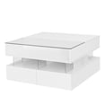 thumbnail image 6 of SESSLIFE Coffee Table, Lift-Top Living Room Table with LED Lights, 29.5" Square Tempered Glass Center Table with Hidden Compartment & 2 Large Drawers, Easy Assembly, White, 6 of 8