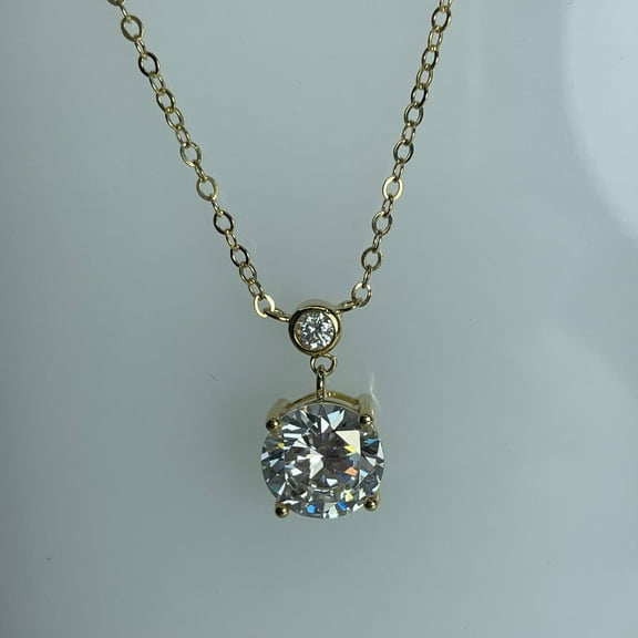 Cubic Zirconia 10mm CZ Gold Plated Sterling Silver Necklace
