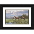 thumbnail image 1 of Adamov, Alexey 14x10 Black Ornate Wood Framed with Double Matting Museum Art Print Titled - Three Running Horses, 1 of 4