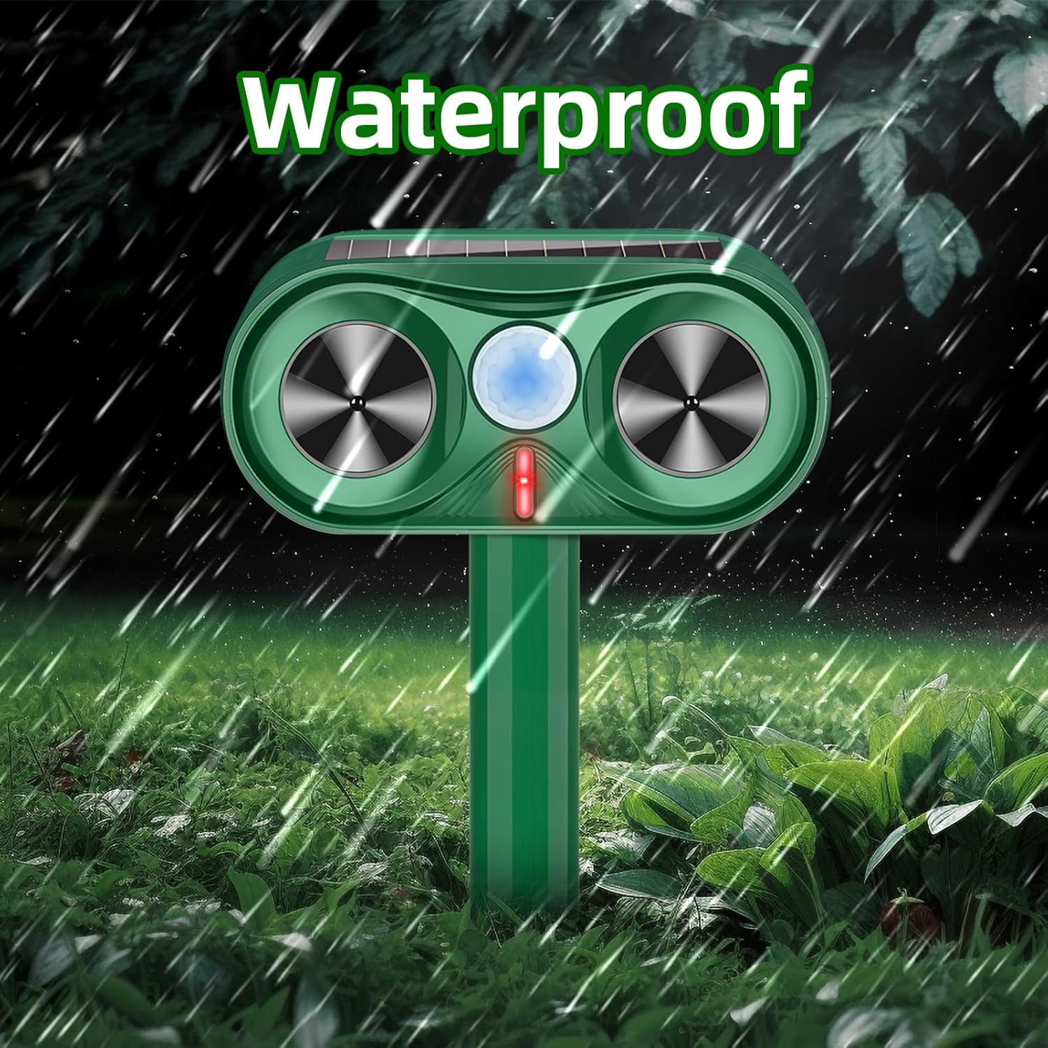 JINYI  Outdoor Solar Animal Repellent with Motion Sensors to Scare Off Coyote, Rabbit, Squirrel, 2 Pack