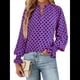 thumbnail image 1 of Blusa de Estilo Bohemio con Cuello en V y Mangas Largas, Estilo Floral, Informal, Holgada, de Verano, con Mangas Abullonadas para Mujer. Púrpura L, 1 of 6
