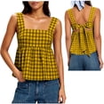 thumbnail image 2 of Feancey Women's Gingham Tank Top Bow Tie Back Casual Peplum Tank Tops Square Neck Sleeveless Babydoll Shirts 2026 Trendy Y2K Clothes Yellow L, 2 of 9