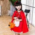 thumbnail image 3 of 5 unids/set niños adultos Cosplay fiesta Caperucita Roja vestido de niña + delantal + capa + diadema + conjunto de bolsa de calabaza, 3 of 5