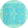 thumbnail image 1 of Ahgly Company Indoor Round Oriental Light Blue Traditional Area Rugs, 4' Round, 1 of 4