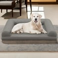 thumbnail image 2 of Pefilos 36" Egg-Foam Dog Bed with 3-Side Bolster, Pet Sofa Bed for Small Medium Dogs, Removable Washable Bed Cover Dog Crate Bed, Gray, 2 of 7