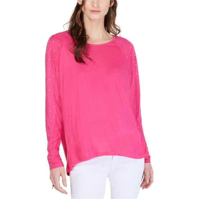 Michael Kors T-Shirt à Manches Cloutées pour Femmes, Rose, Petit