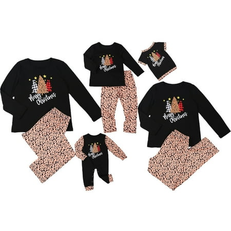 

Family Matching Pajamas Set for Christmas Cartoon Leopard Sleepwear Nightwear Outfits Child Kids-2T