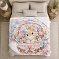 thumbnail image 5 of Springtime Bunny Flower Basket Scene Easter, Festive Botanical Garden Scene, Warm Flannel Blanket for Sunroom and Reading Nook, Garden Lovers Easter Gift, Festive Home Decor, 5 of 9