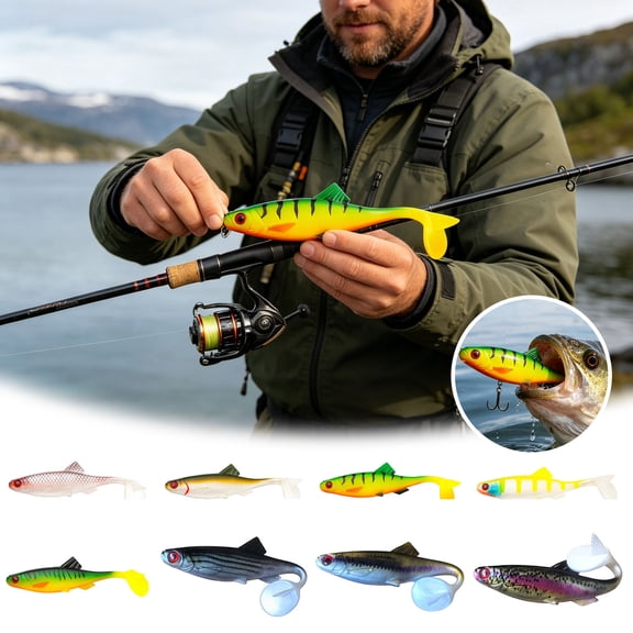 Forestwhale Soft Swimbait Fishing Lure 5.9" Realistic Paddle Tail with 3D Eye Lifelike Bait for Freshwater Saltwater T-Tail Swimbait
