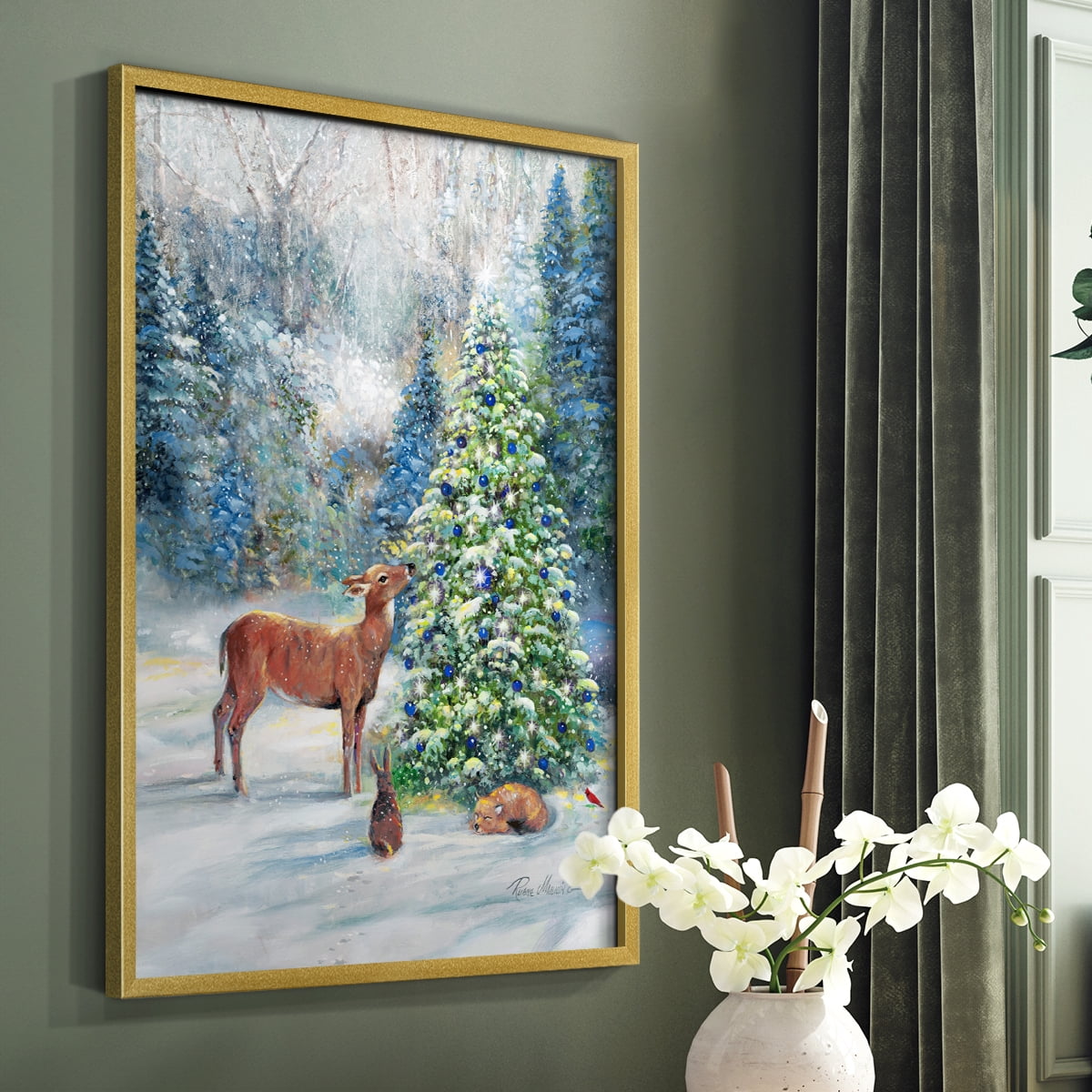 Winter Gathering Framed Print - Solid Wood in Single Picture Frame Solid Wood 2 Framed Print