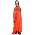 thumbnail image 6 of Atasi Indian Traditional Georgette Saree Women's Solid Orange Sari With Blouse Piece, 6 of 7