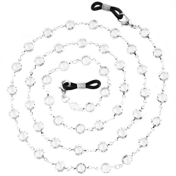 Cadena de anteojos BILIONE con cuentas de cristal plateada, 76 cm